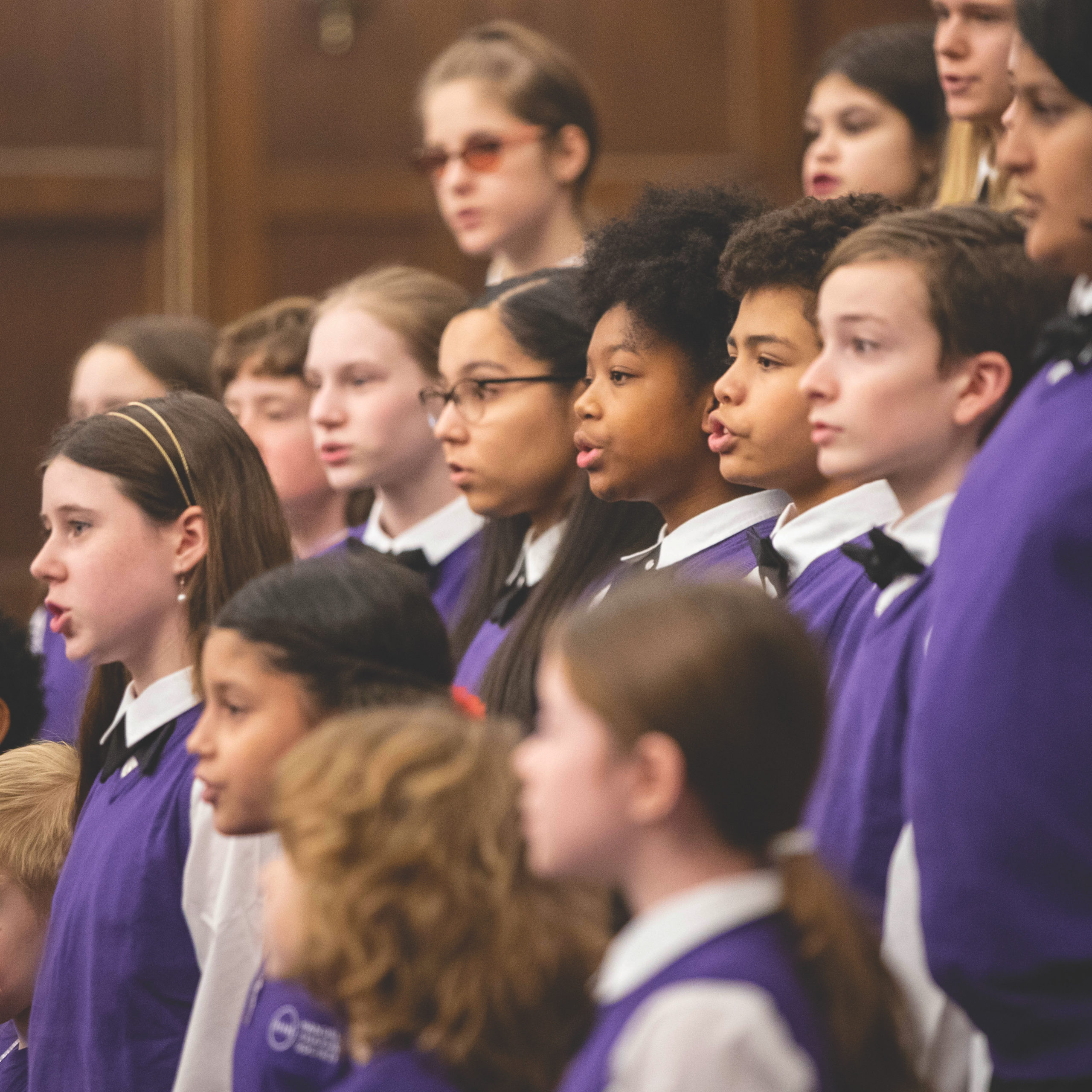 Young students singing in the Youth Choruses